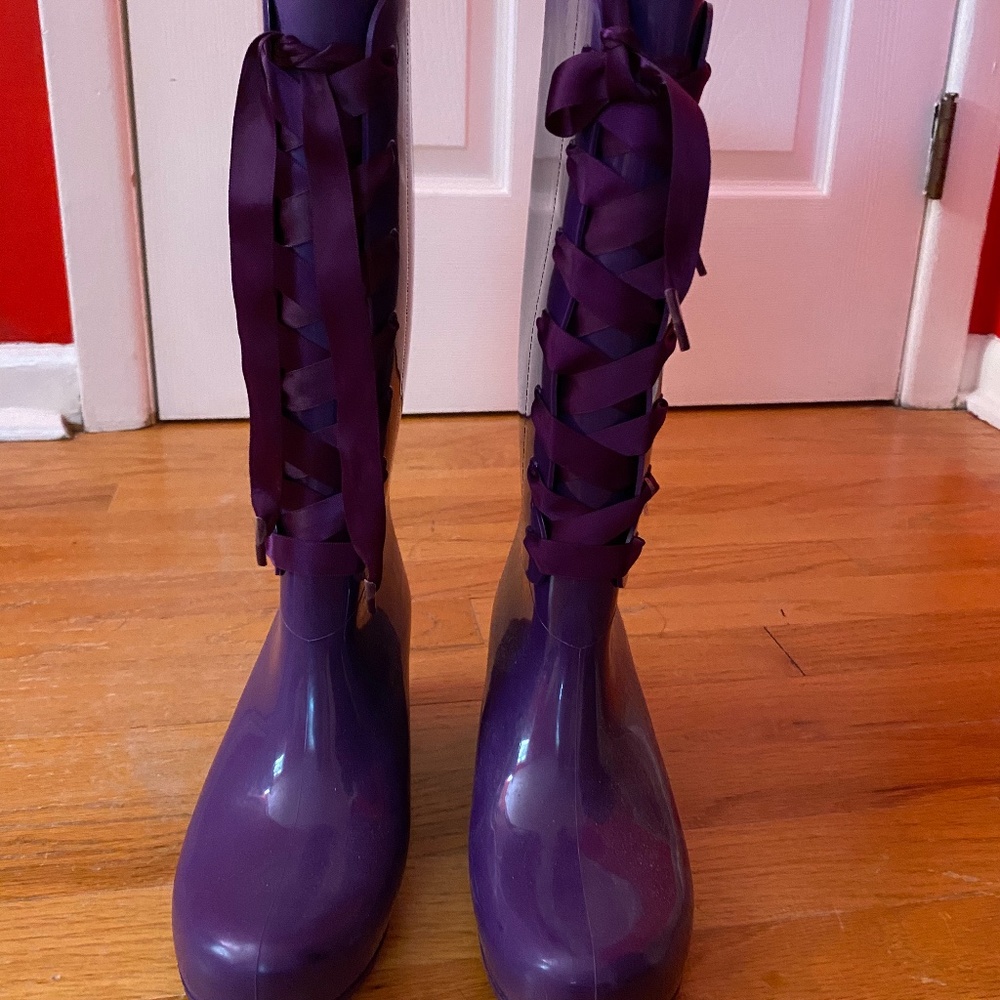 Purple Rubber Rainboots w/Hidden Heel - 7